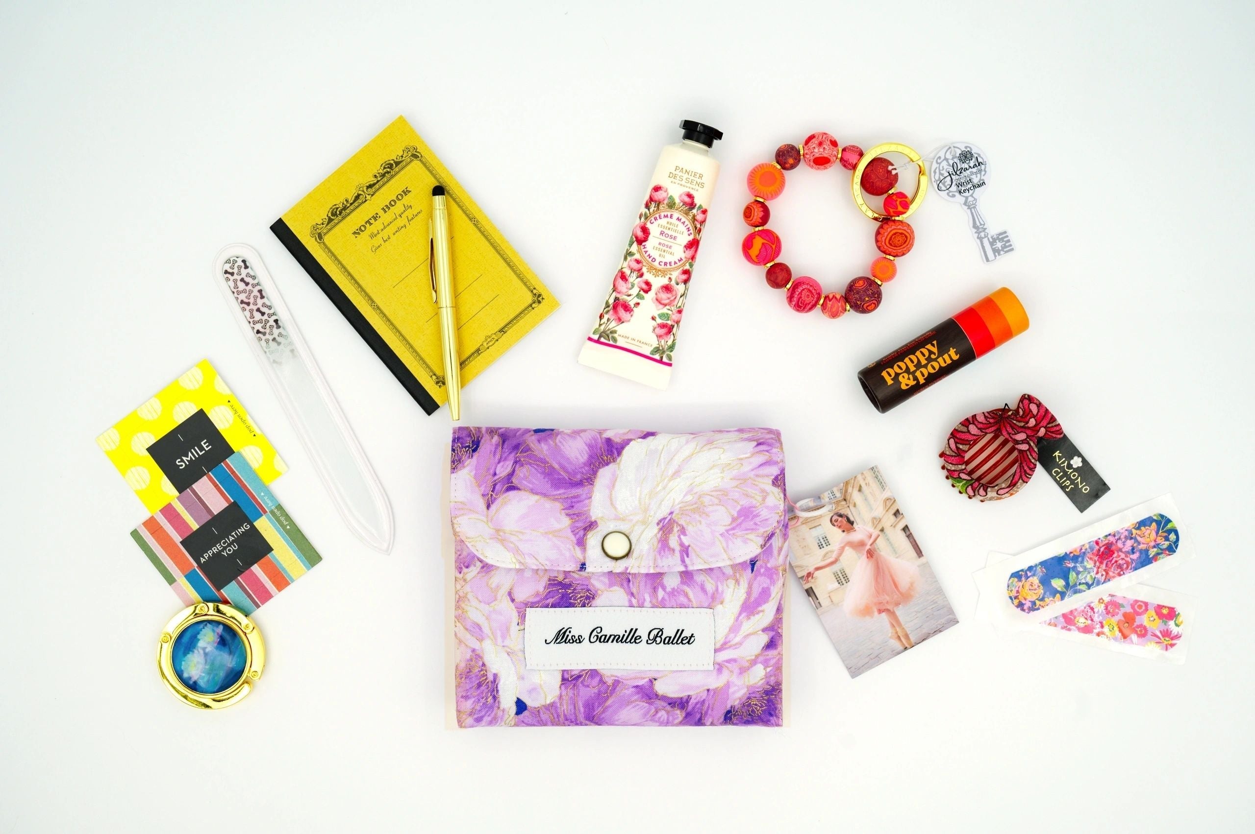 Purple floral handmade mini bag