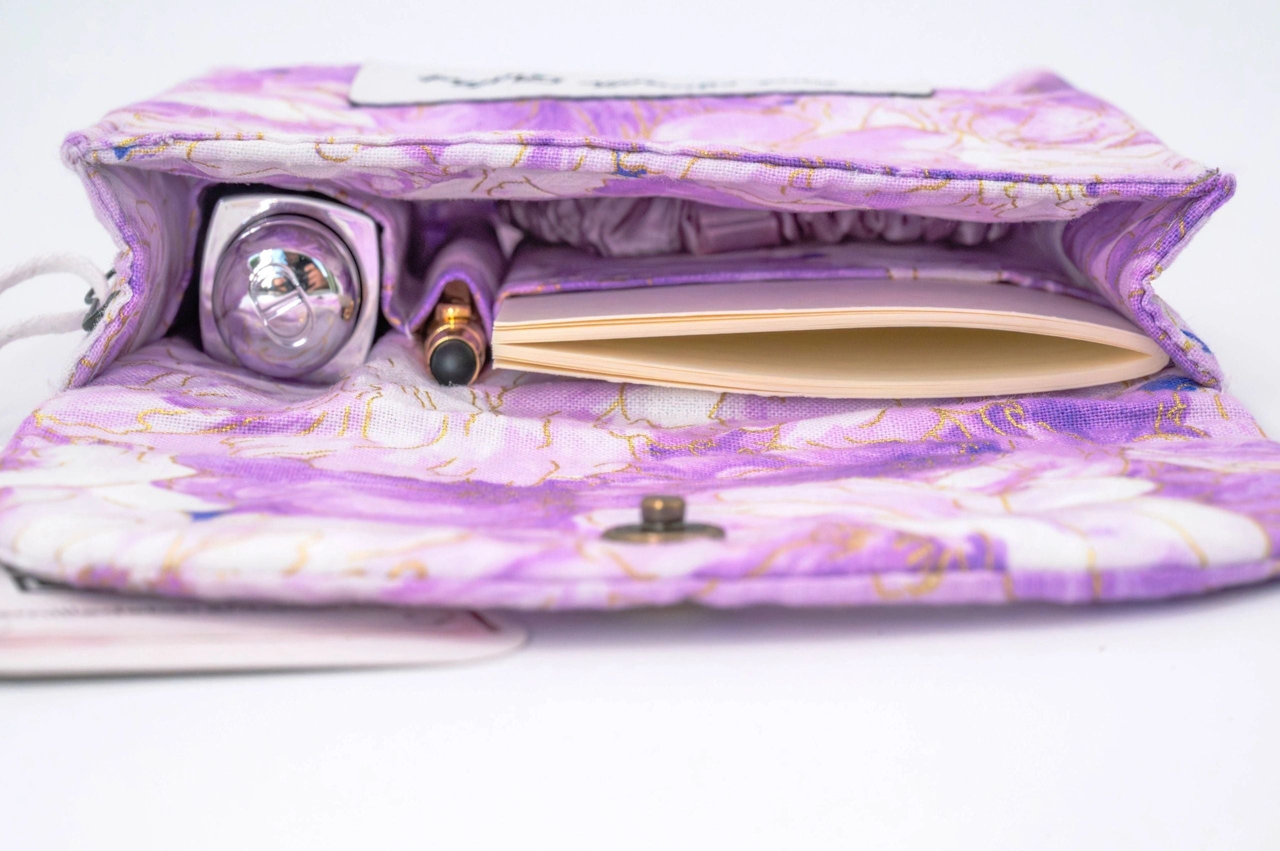 Purple floral handmade mini bag