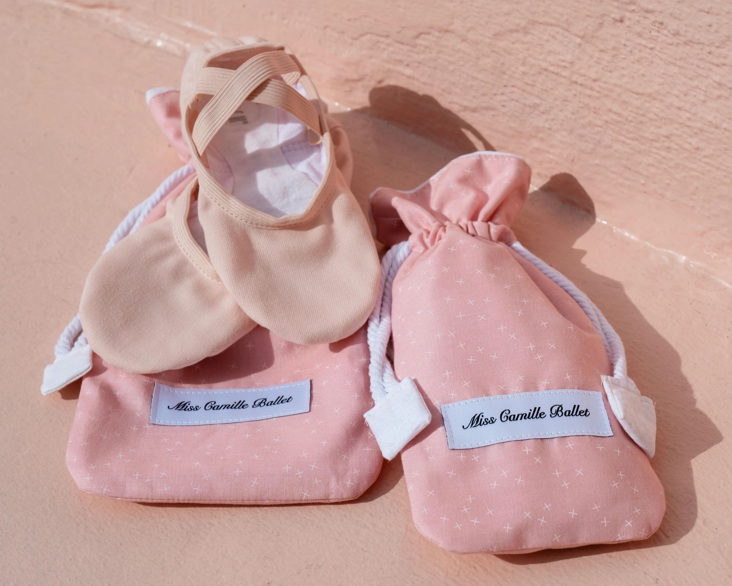 Pink handmade ballet shoes bag
