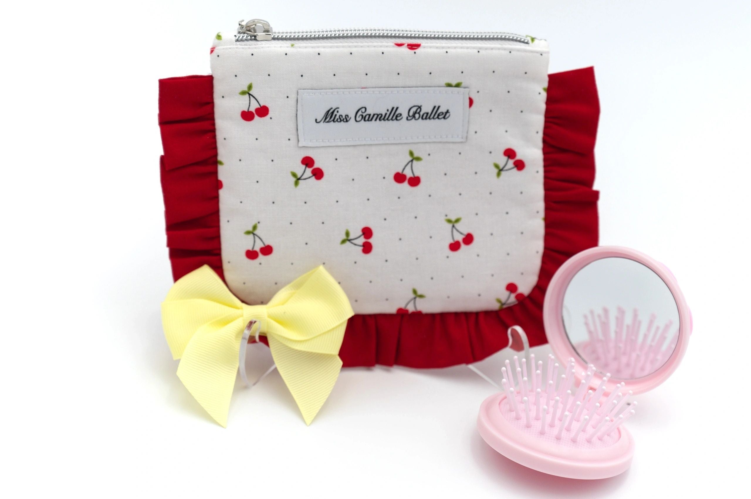 Cherry handmade hair accessories pouch
