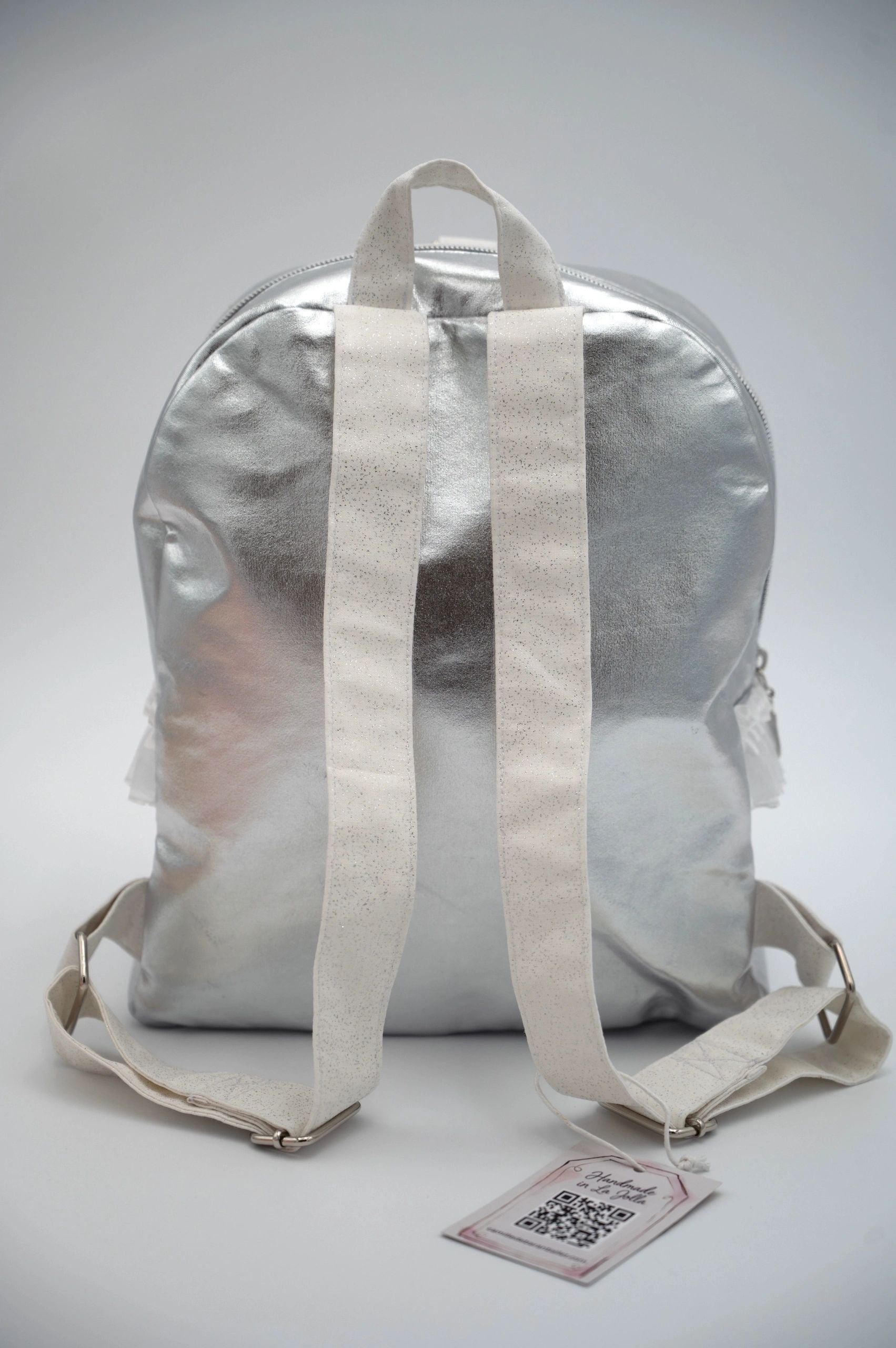 Handmade silver ballet school bag and doll set